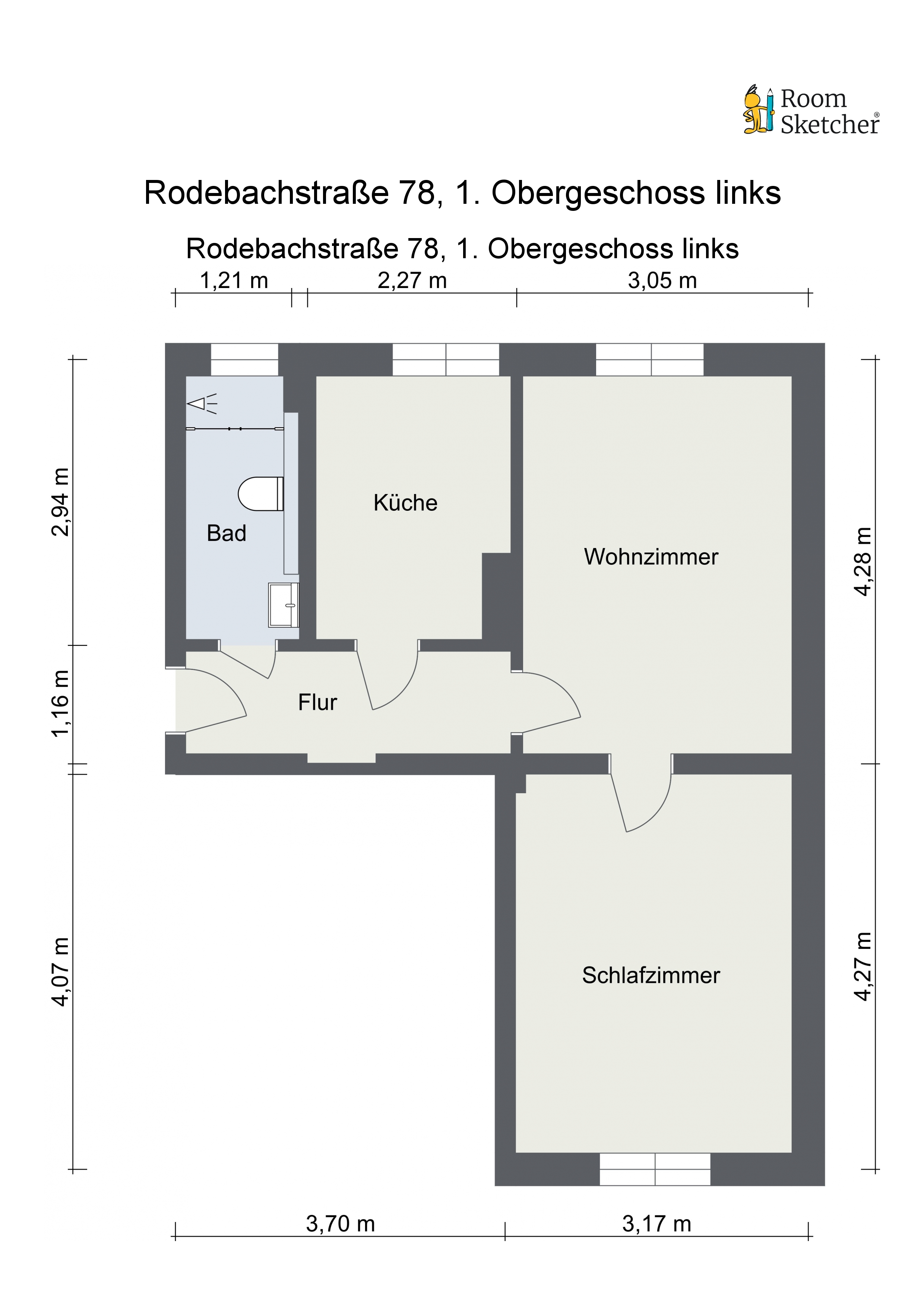 Rodebachstraße 78, 1. Obergeschoss links Briefkopf Bild