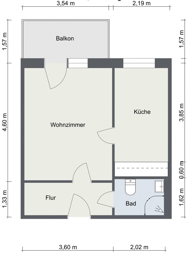 1-Raum Wohnung, 2. Etage, Wohnung 1