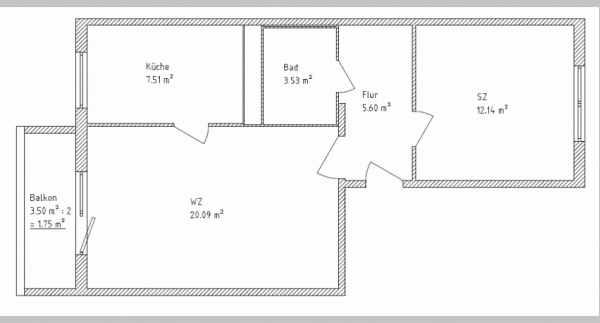 2-Raum Wohnung, 5. Obergeschoss rechts