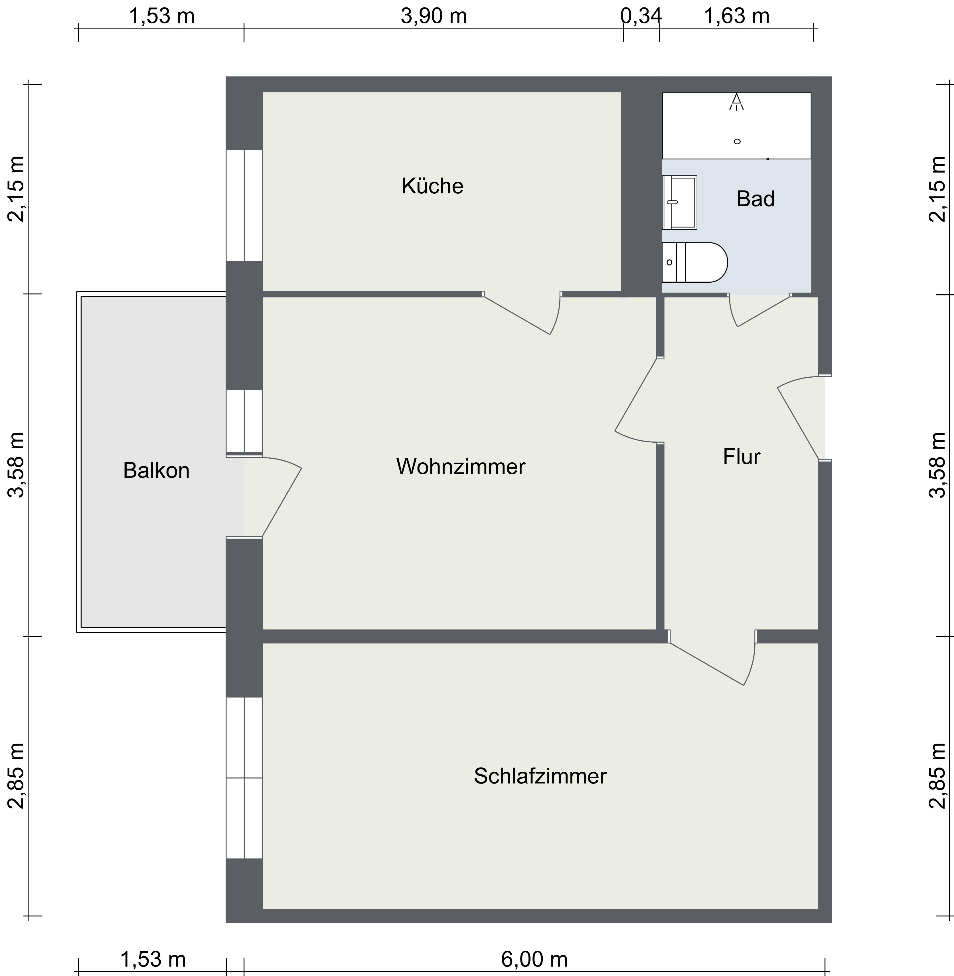 2-Raum Wohnung, 5. Etage, Wohnung 4